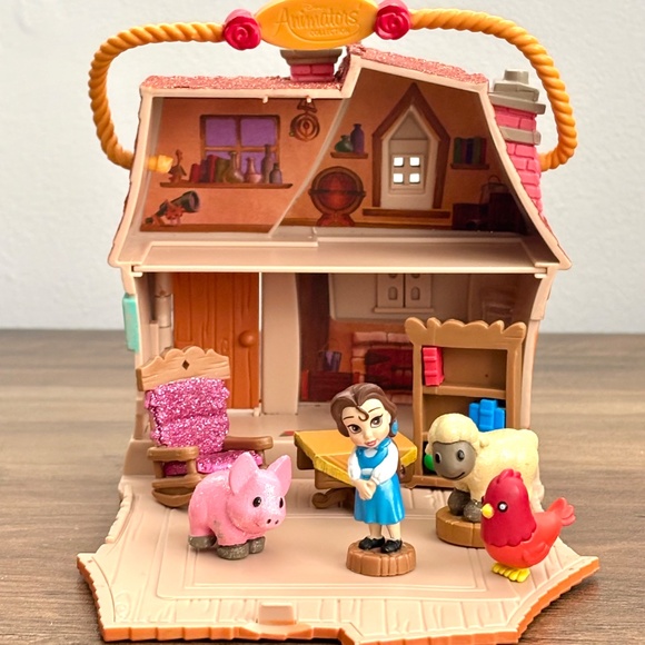 DISNEY Beauty Animators Collection Littles BELLE'S COTTAGE HOUSE Playset Figures - Picture 2 of 13